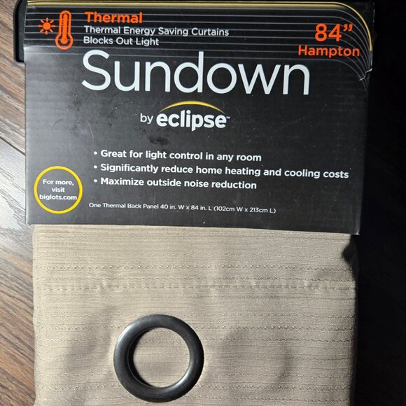 SUNDOWN by ECLIPSE Thermal Curtain Panel in Taupe NWOT - Picture 1 of 4